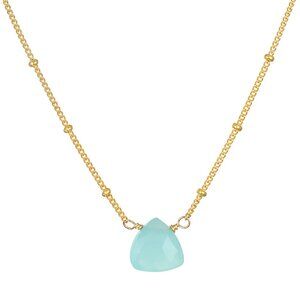 Satya Aqua Chalcedony Gold Necklace – new with tags.